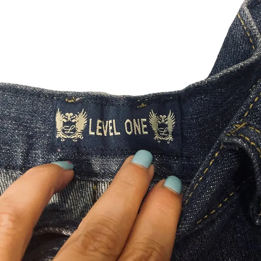 Level One Dark Blue Faded Straight Leg Relaxed Casual Denim Jeans Men Sz 40x32